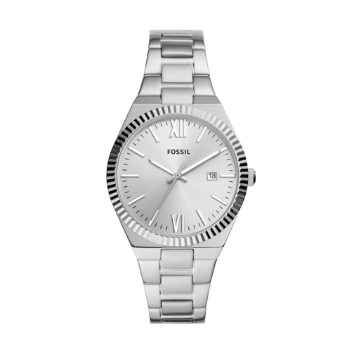 Fossil Scarlette Three-Hand Date Stainless Steel Watch Silver Quartz Horloge