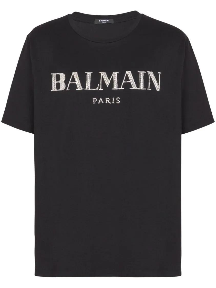 Balmain - Jet Black Cotton T-Shirt - Größe S - schwarz