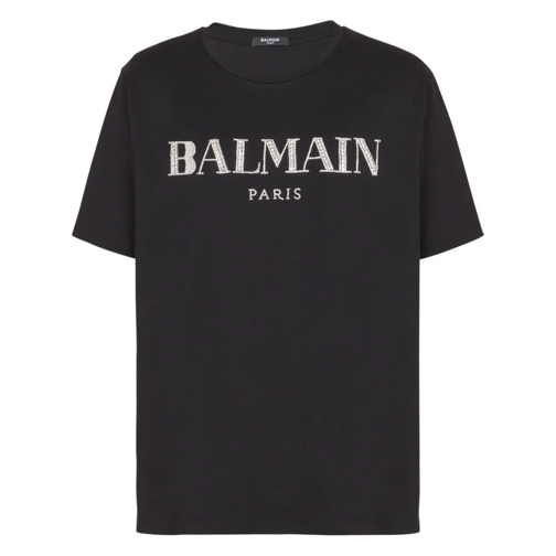 Balmain T-Shirts Jet Black Cotton T-Shirt Black