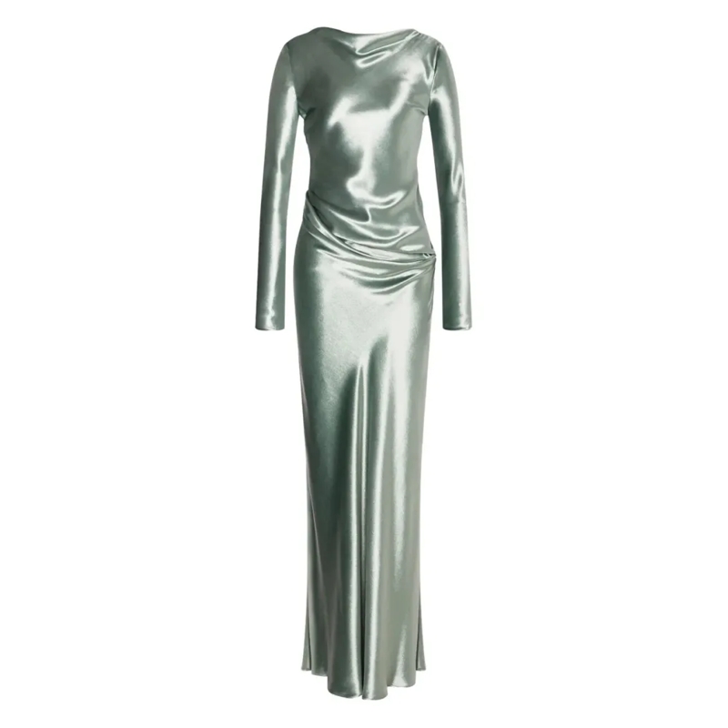 Alberta Ferretti Avondjurk Refined Flowing Dress With Silhouette Grey