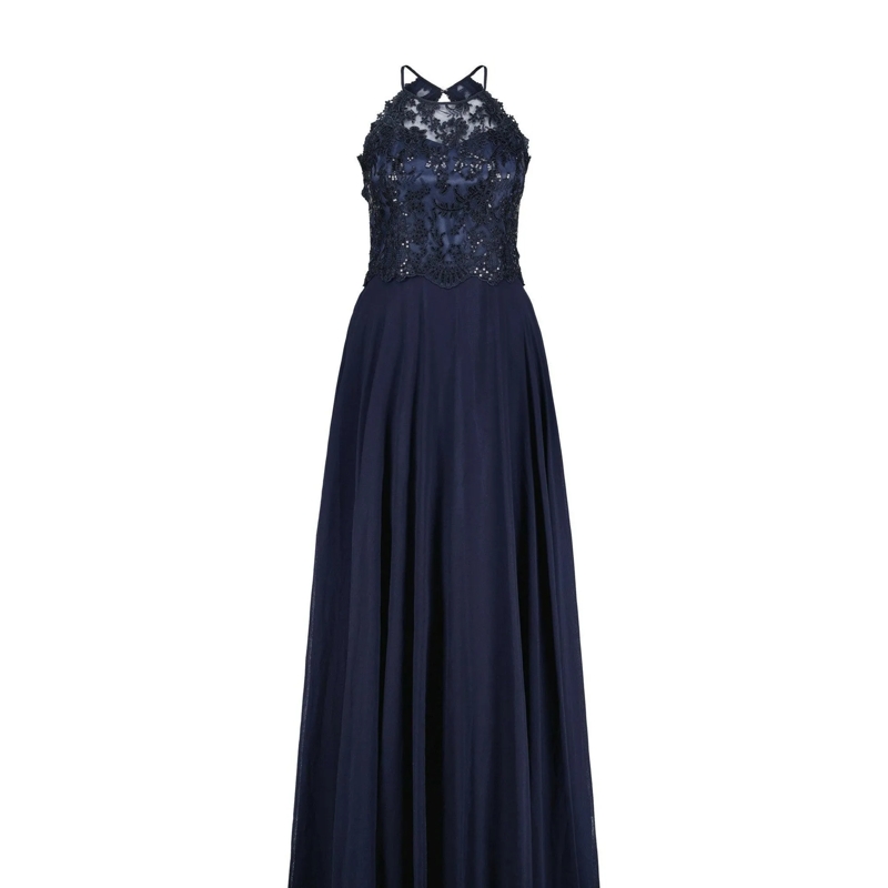 Vera Mont Maxikleid Cocktailkleid mit Paillettenbesatz Dunkelblau