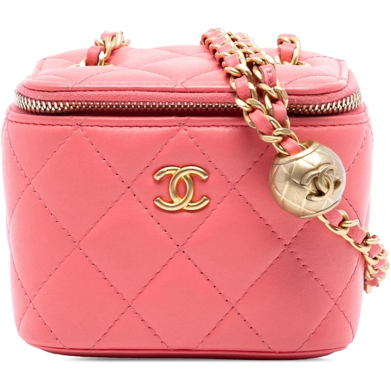Chanel Sac à bandoulière Mini Quilted Lambskin Pearl Crush Vanity Case With rose
