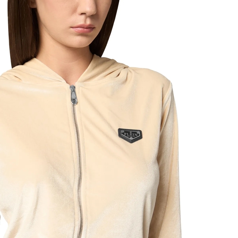 Philipp Plein Daunenjacke Sweatjacke Mit Kapuze Skull Mit Schmucksteinen beige(Image 5)