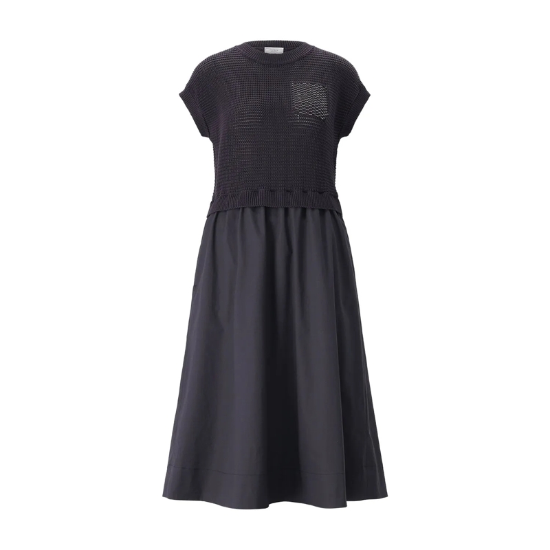 Peserico Robe longue Midikleid im Material-Mix braun(Image 6)