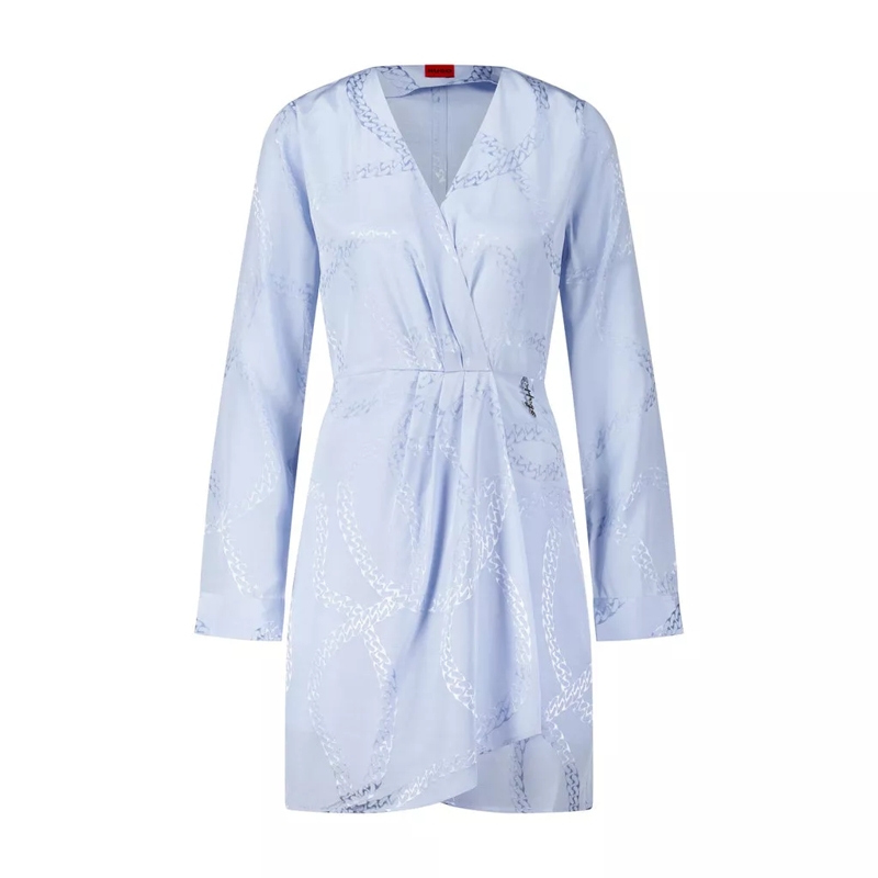 Hugo Mini-robe Mini-Kleid Kanelo mit Wickeloptik Hellblau