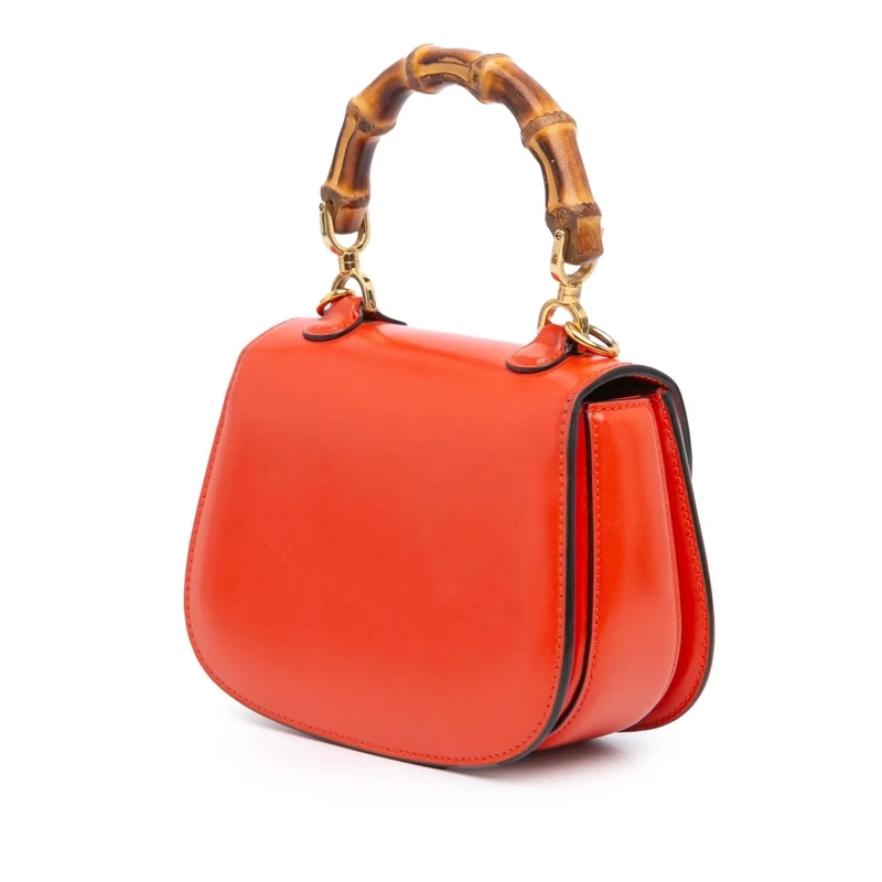 Gucci Schultertasche Mini Calfskin 1947 Bamboo Top Handle Bag orange