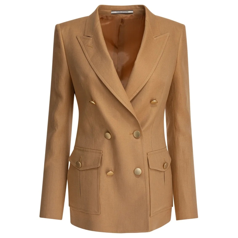 Tagliatore Blazer Tailored Yellow Jacket With Double-Breasted Design Brown