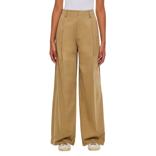 FRAME Pleated Wide Leg Pant Brown 