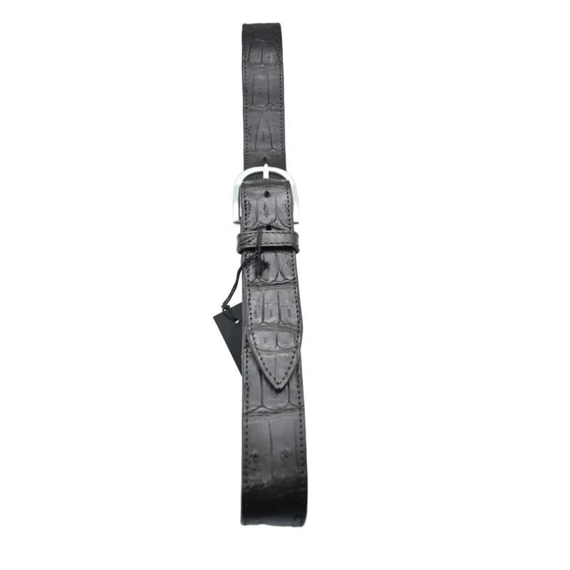Orciani Riem Crocodile Finish Belt With Polished Metal Buckle Grey