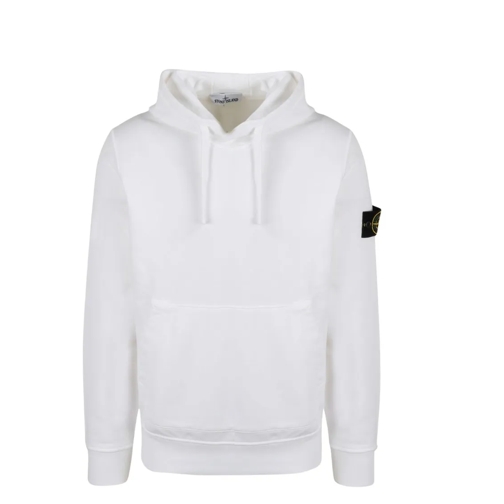 Stone Island Hoodie White Badge Logo Classic Hoodie White