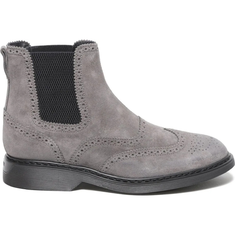 Hogan Bottes Stivaletto Hogan con elastici in suede grigio grau