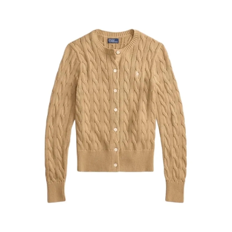 Polo Ralph Lauren Strickjacke Vintage Cotton Cable Knit Cardigan Brown