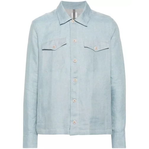 Eleventy Long-Sleeve Linen Shirt Blue 