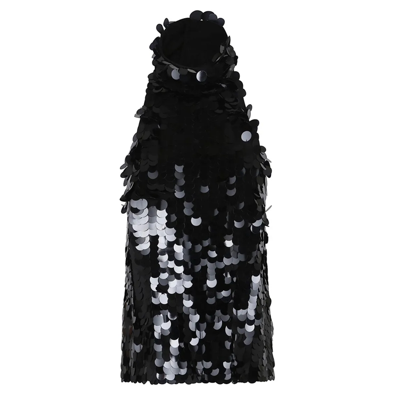 P.A.R.O.S.H. Chemisier Full-Sequin Halter Neck Blouse Black