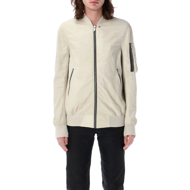 Rick Owens Leren jas Classic Flight Lamb Leather Jacket Neutrals