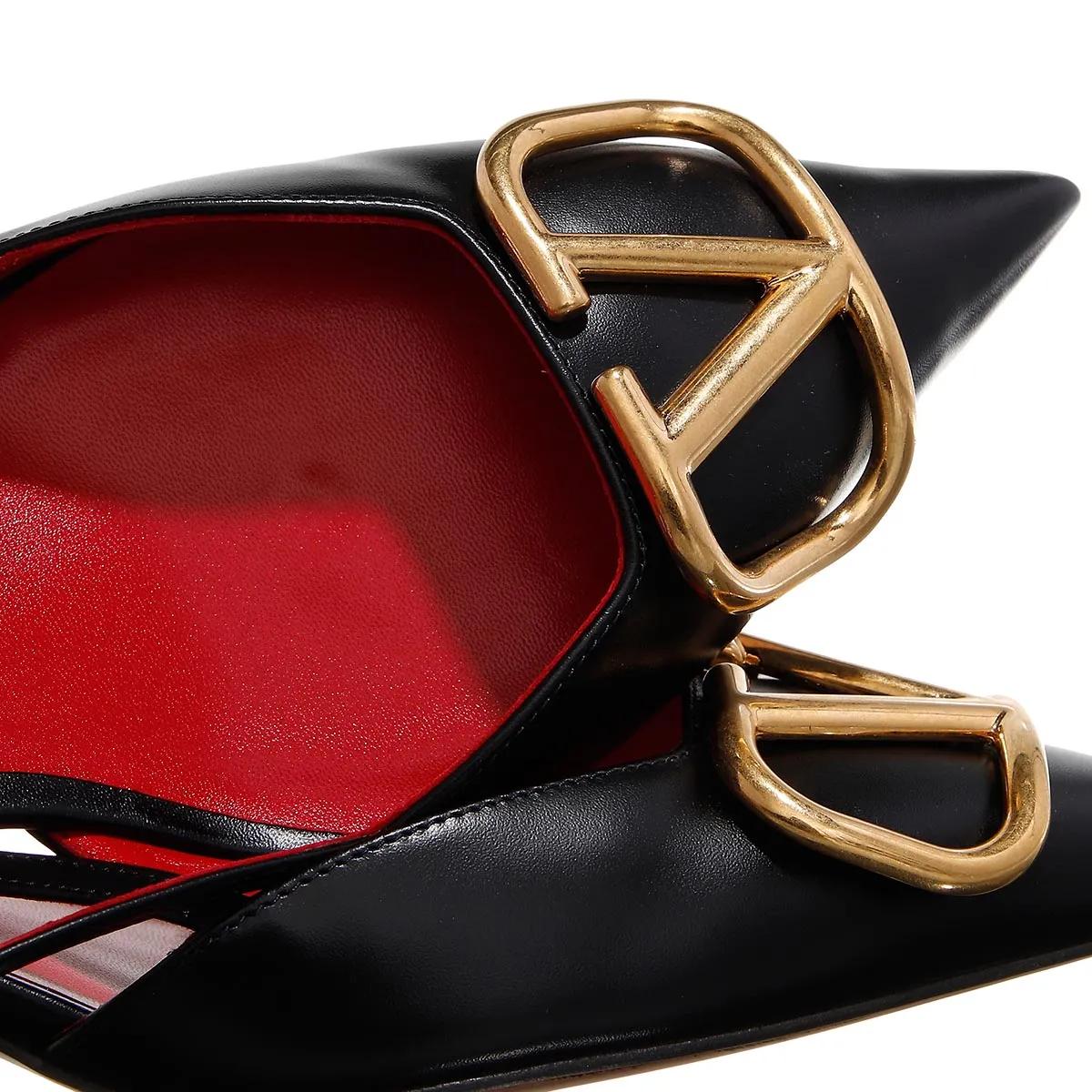 Thumbnail - Valentino Garavani Hohe Schuhe - Slingback Antique Brass Logo - Gr. 36 (EU) - in Schwarz - für Damen