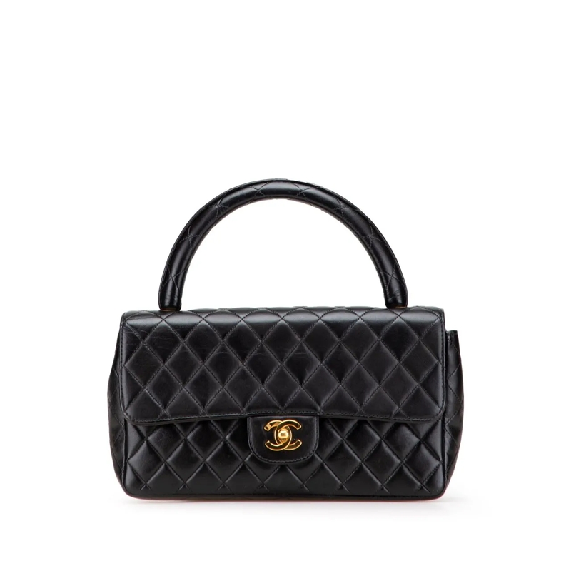 Chanel Fourre-tout Lambskin Parent Kelly Flap schwarz