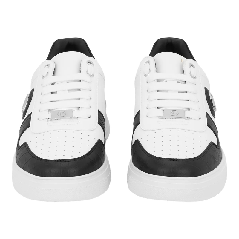 Philipp Plein Low-Top-Sneaker Lo-Top Turnschuhe Cocco Crocco Geprägt weiss(Image 2)