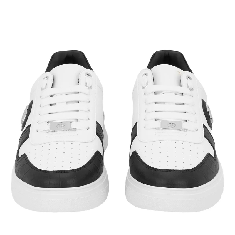 Philipp Plein Low-Top-Sneaker Lo-Top Turnschuhe Cocco Crocco Geprägt weiss(Image 4)