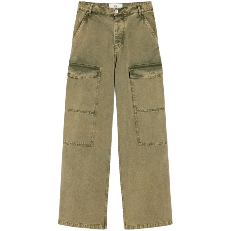 AMI Paris Jeans Relaxed Wide-Leg Trousers Neutrals