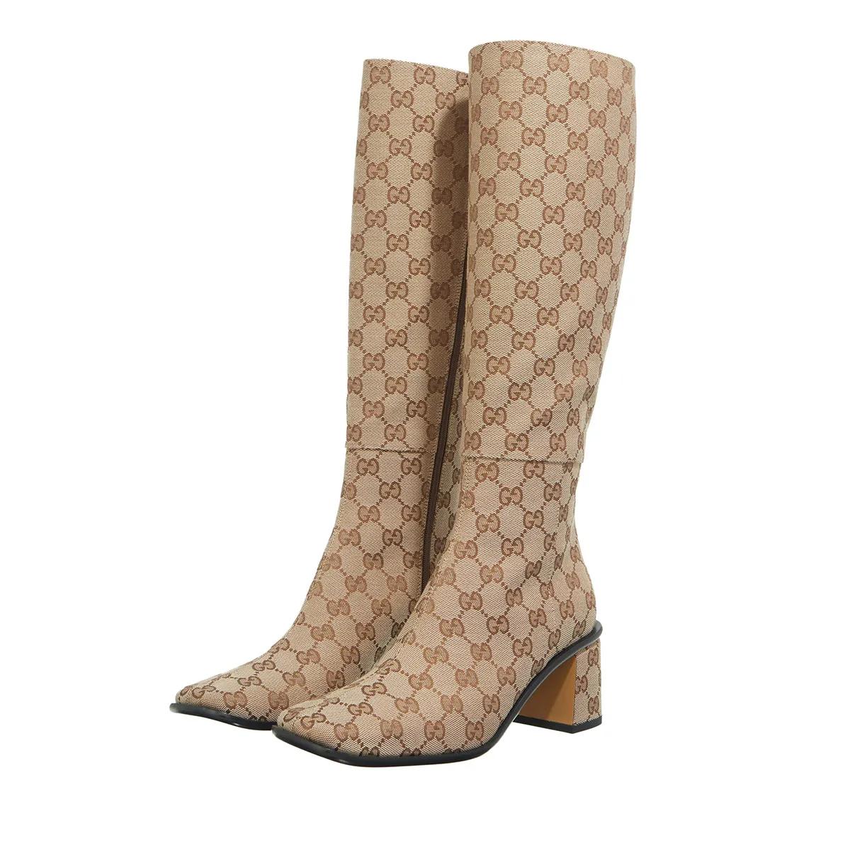 Gucci Stiefeletten - GG Knee-high Boots - Gr. 37 (EU) - in Beige - für Damen