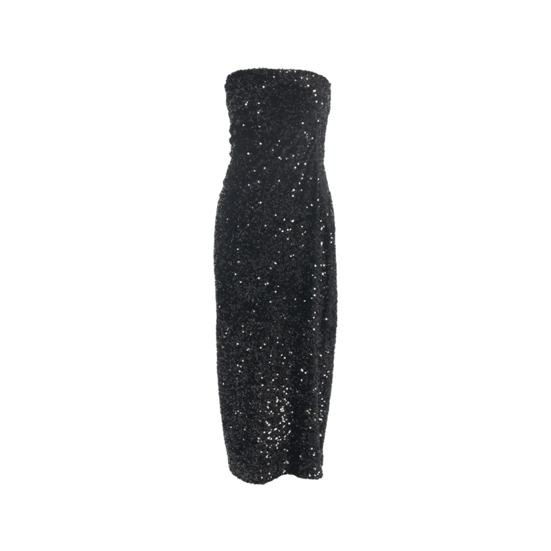 Gender Robe midi Midi Dress With Sparkling Sequin Embellishments Black