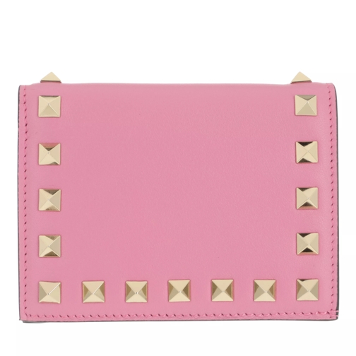 Valentino Garavani Rockstud Small Wallet Dawn Pink Flap Wallet