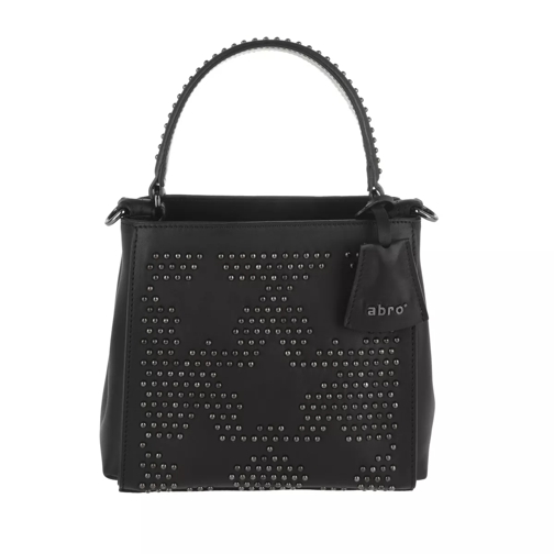 Abro Leather/Velvet Handbag Black/Guncolor Hoboväska