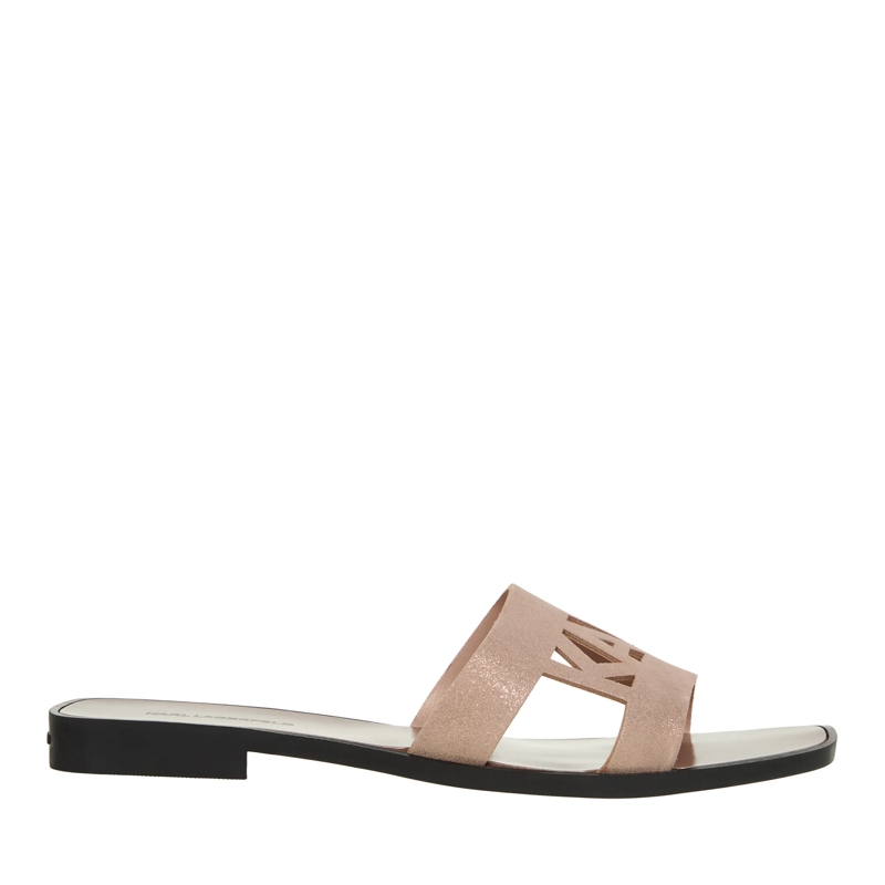 Karl Lagerfeld Slides Skoot Ii Karl Cut-Out Sd Pink Shimmer Suede