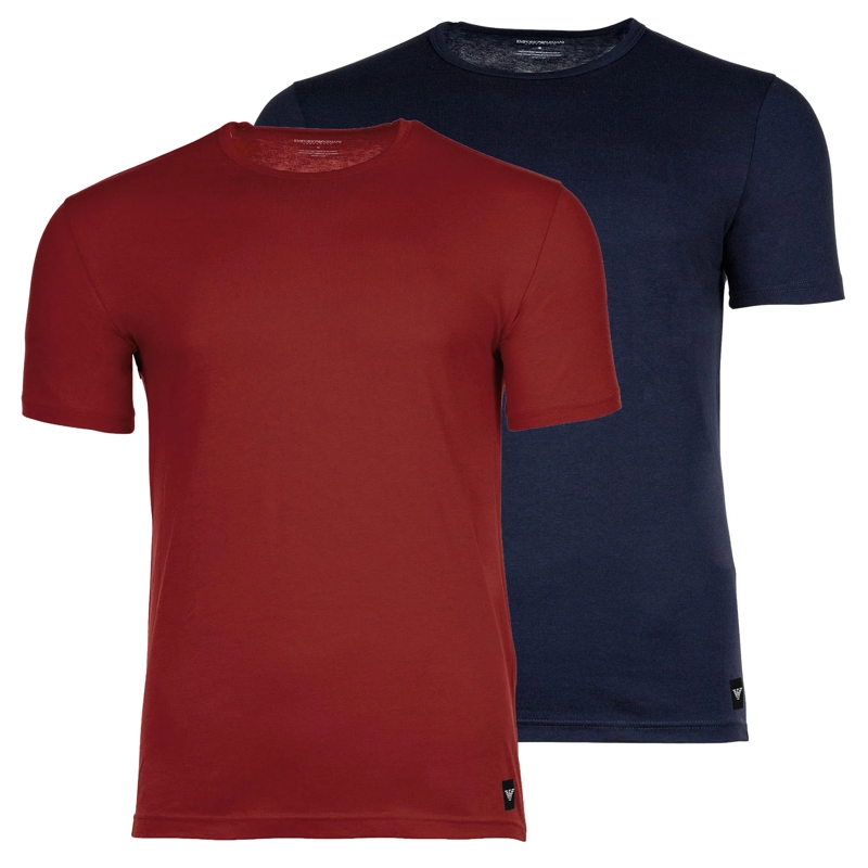 Emporio Armani Hemd Hochwertige Rundhals-Shirts im Doppelpack von EMPO blau