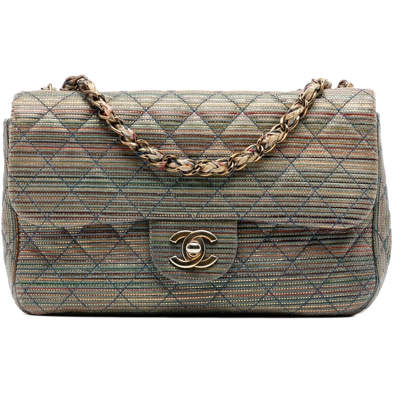 Chanel Schultertasche Paris Seoul Small Metallic Lambskin Striped Flap gold