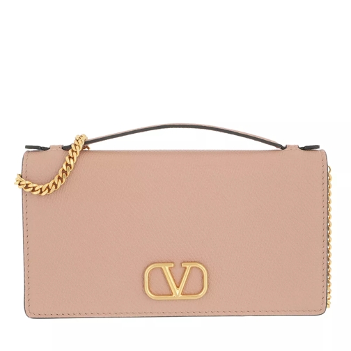 Valentino Garavani Wallet On Chain Calfskin Rose Cannelle Crossbody Bag
