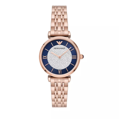 Emporio Armani Two-Hand Stainless Steel Watch Rose Gold-Tone Quartz Horloge