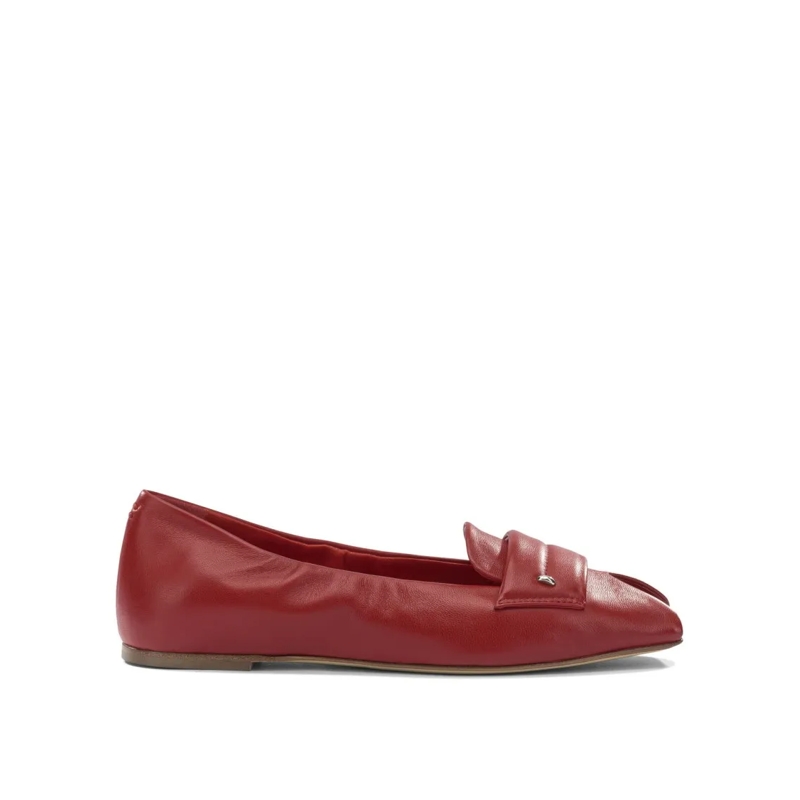 Halmanera Ballerines Pointed Toe Red Leather Halmanera Loafers Red