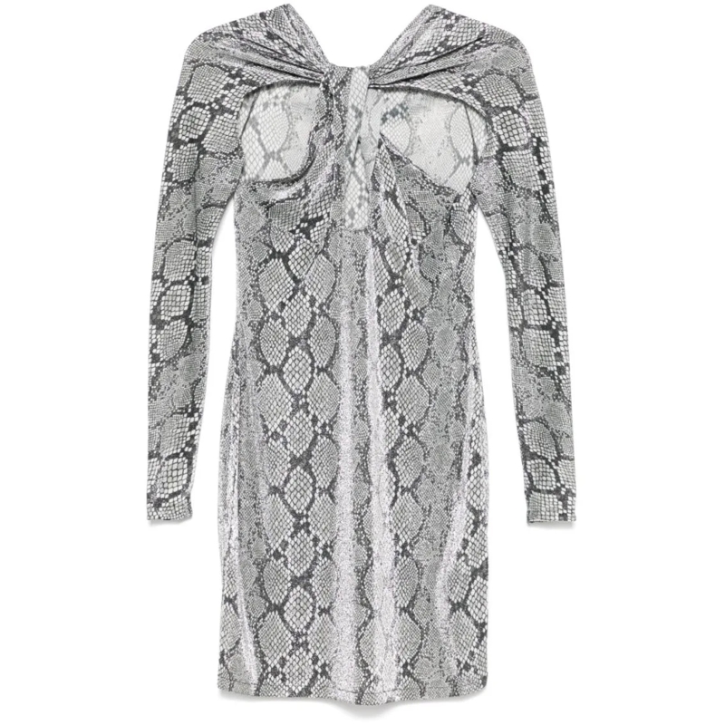 Coperni Minikleid Asymmetric Neck Long Sleeve Dress Grey