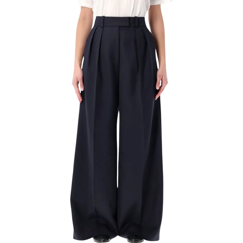 Anine Bing  Lou Wool Blend Wide Trousers Black