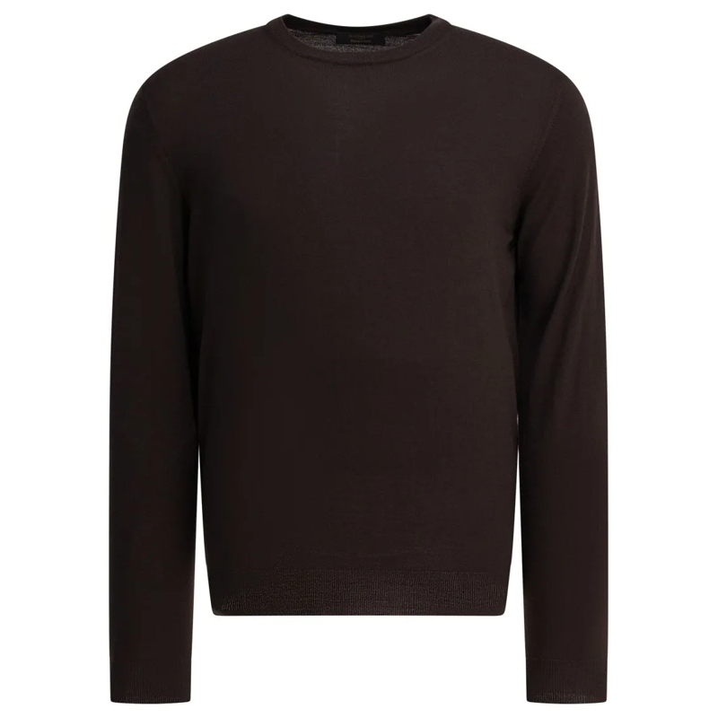 Zanone Pullover Fitted Brown Knit Sweater Black