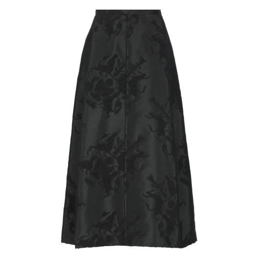 Fabiana Filippi Black Skirt With Floral Pattern Black Midi Rokken