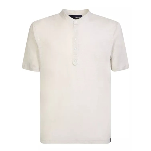 Lardini Band Collar Linen Polo Neutrals Polo shirt