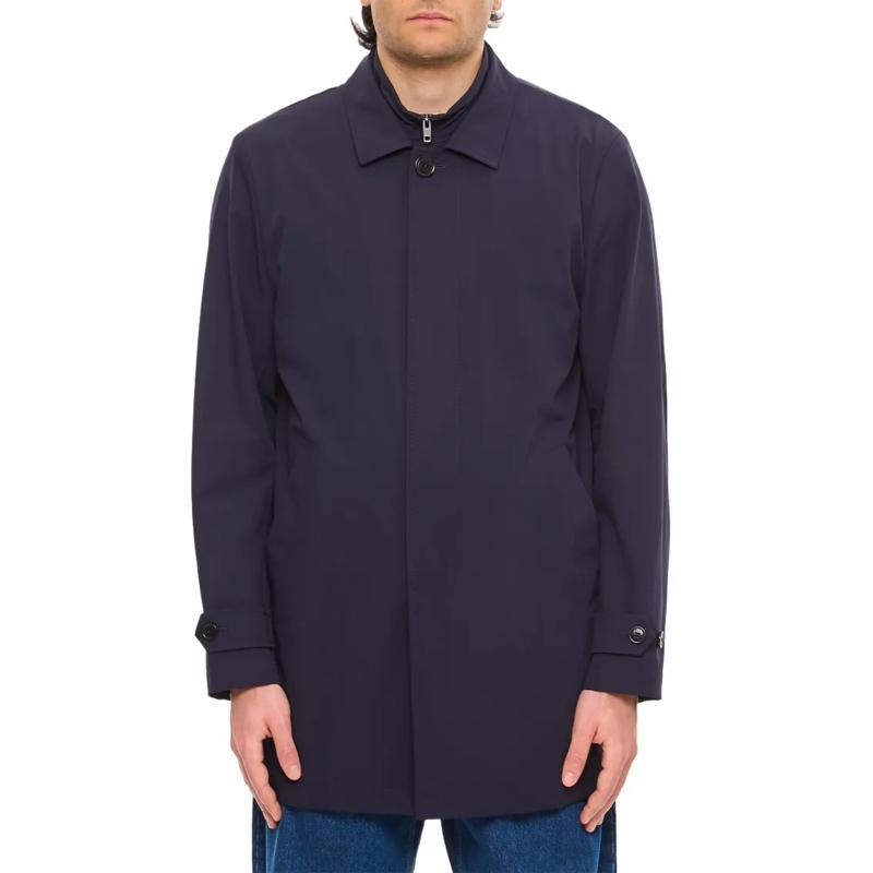 Fay Bontjassen Long Tailored Coat With Double Collar Blue