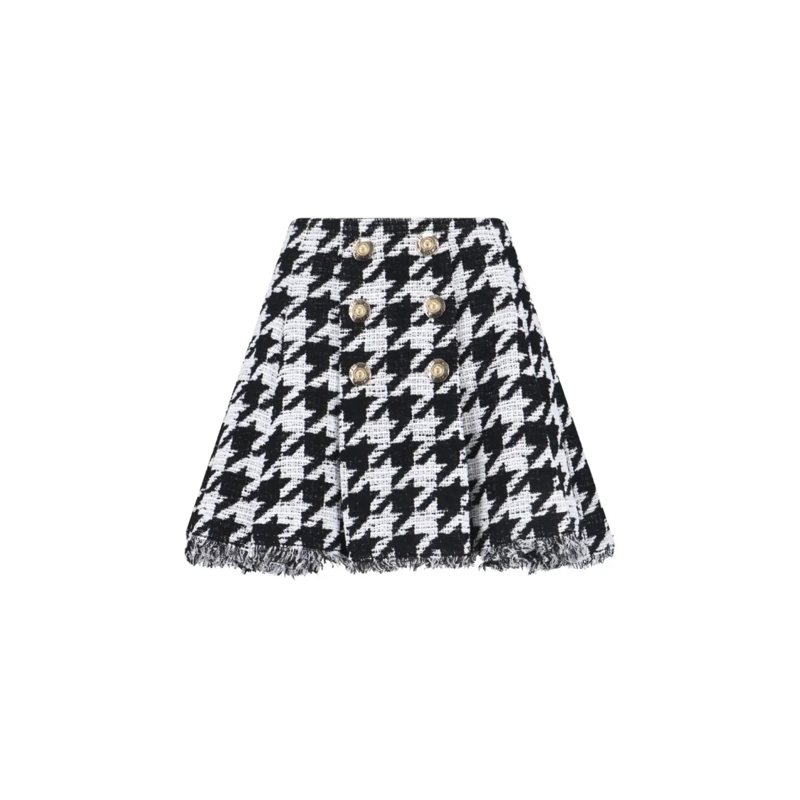Balmain Minirock Houndstooth Mini Skirt Black Black