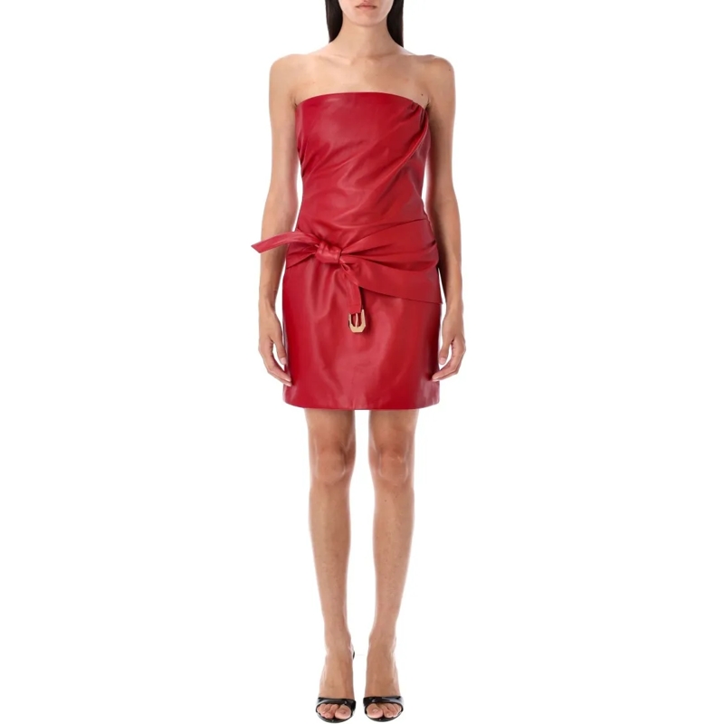 Versace Minikleid Leather Strapless Mini Dress Red