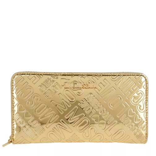 Love Moschino Zip Arount Wallet Logo Oro Portafoglio con cerniera
