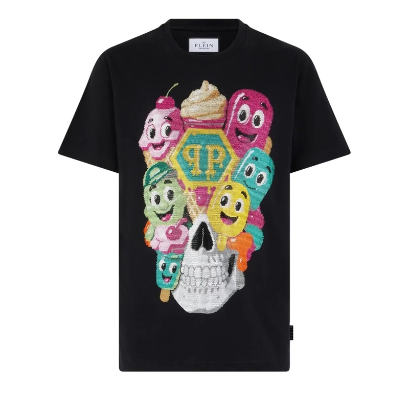 Philipp Plein T-Shirt Round Neck T-Shirt Little Ice Cream Skull schwarz