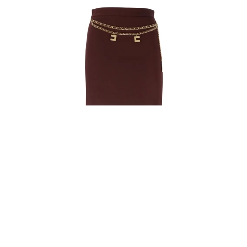 Elisabetta Franchi Mini Skirt With Charms Burgundy Minirokken