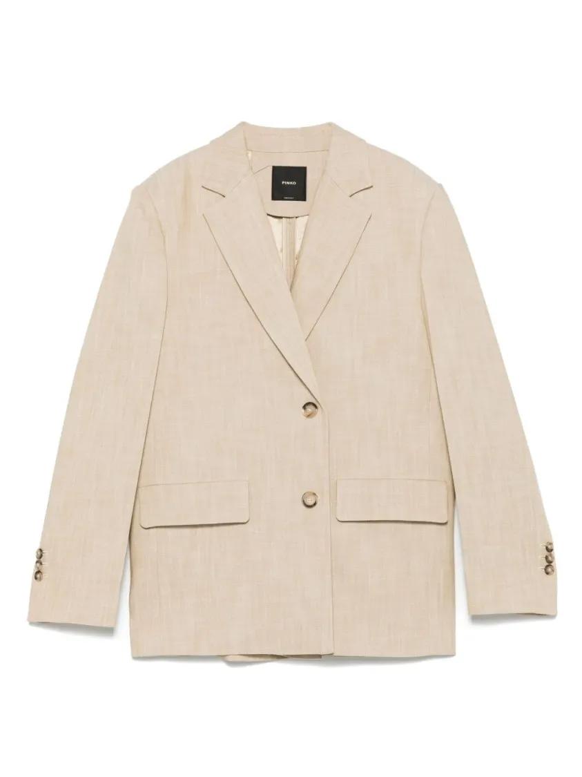 Thumbnail - Pinko - Beige Double-Breasted Jacket - Größe 42 - beige