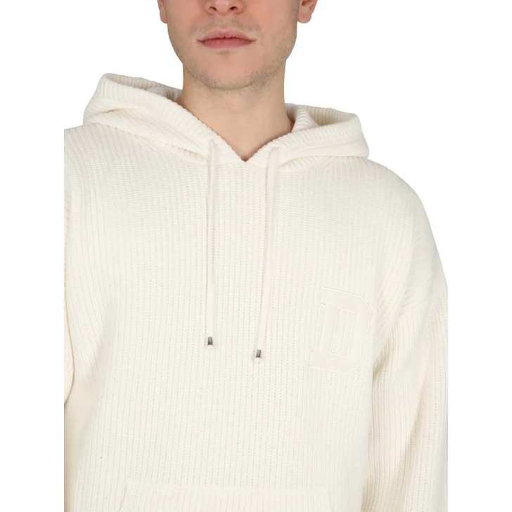 パーカー・フーディ Drole De Monsieur Ribbed White Hooded Shirt With Drawstring Drôle De Monsieur Ribbed White Hooded Shirt With Drawstring