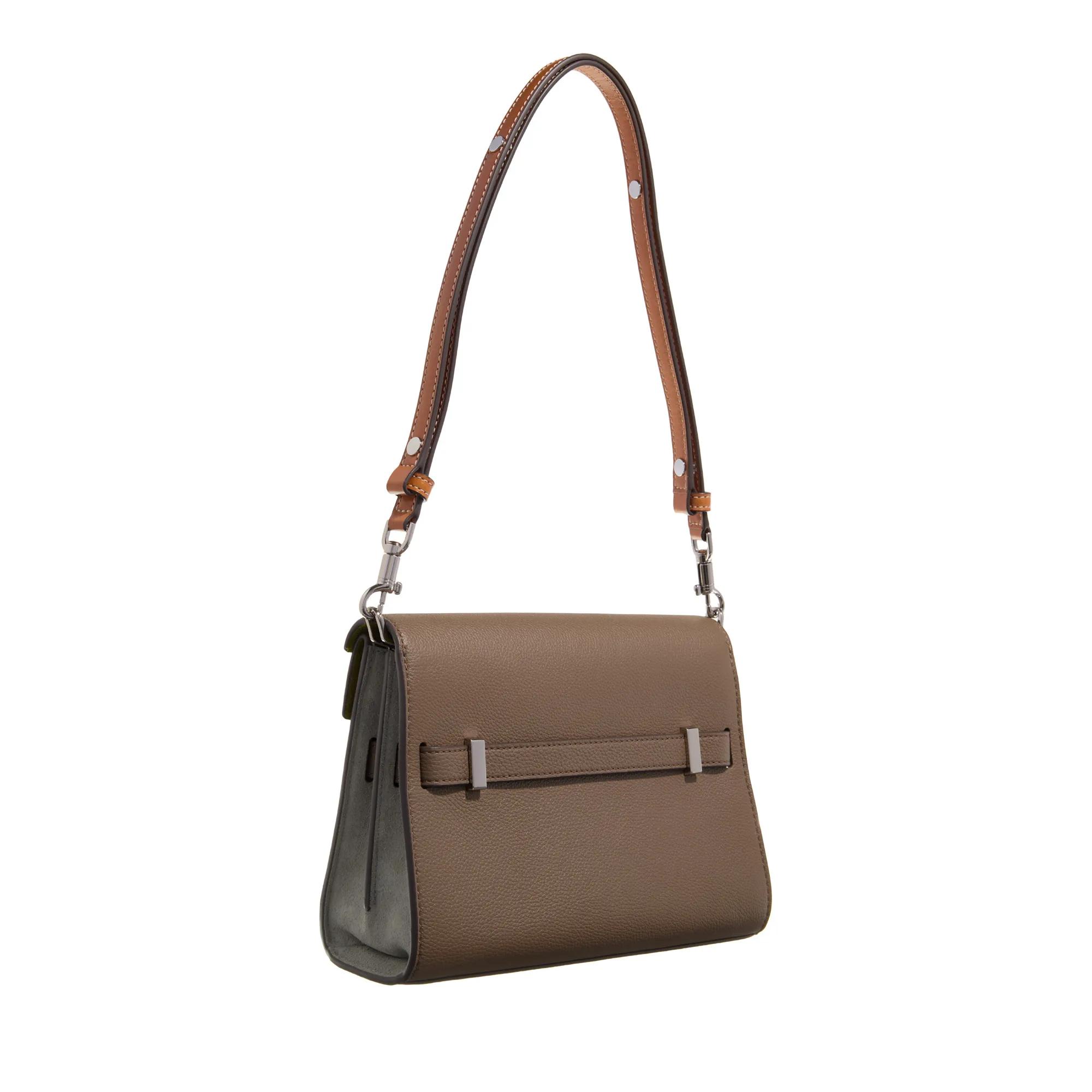 TORY BURCH Shoppers Lee Radziwill Color-Block Pebbled Shoulder Bag in taupe