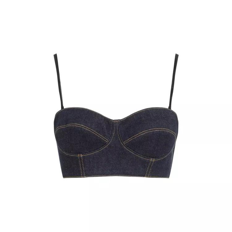 Alaia - Blue Denim Cotton Bustier Bra - Größe 40 - blue