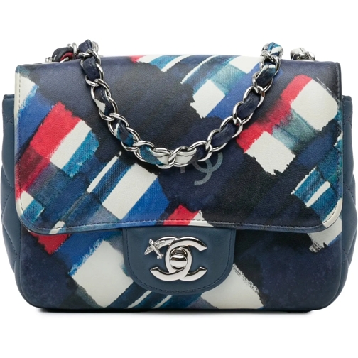 Chanel Schultertasche 2016 Mini Square Classic Airlines Printed Lambskin blau
